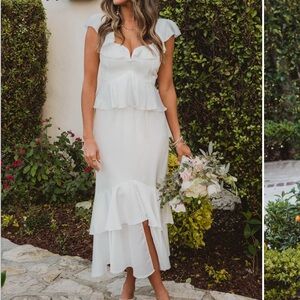 White/Ivory Reese Ruffle Dress Show Me Your MuMu Size S